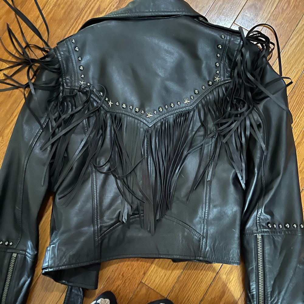 Spell Teadora Fringed Black Leather Moto Jacket - Women - Picture 3 of 6